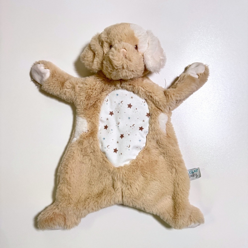 Douglas Baby Plush Puppy Tan White Star Moon Cuddle Toy Lovey 1452